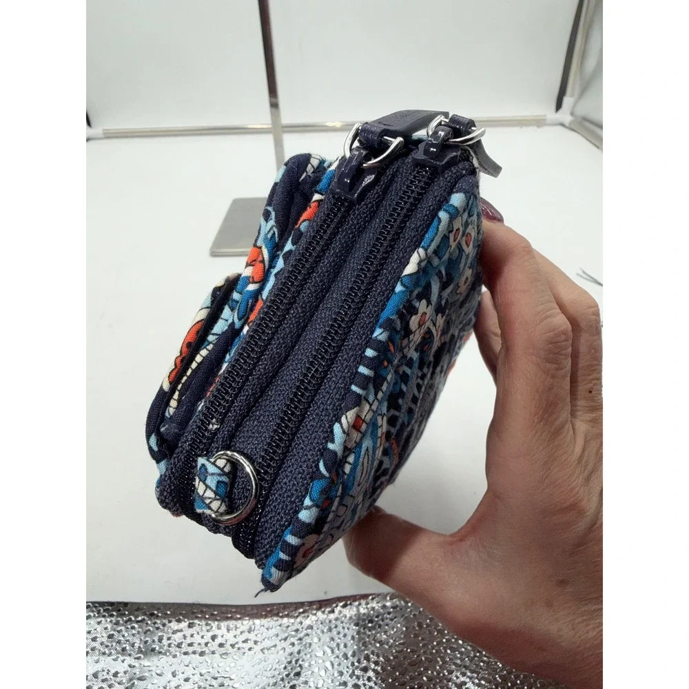 Vera Bradley Marrakesh RFID All In One Crossbody Wallet Blue Orange Paisley - Picture 8 of 8